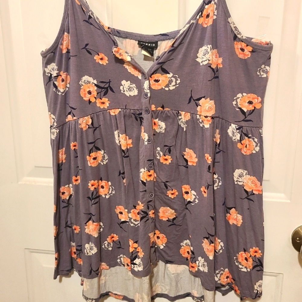 Torrid size 2 Super Soft grey floral tank